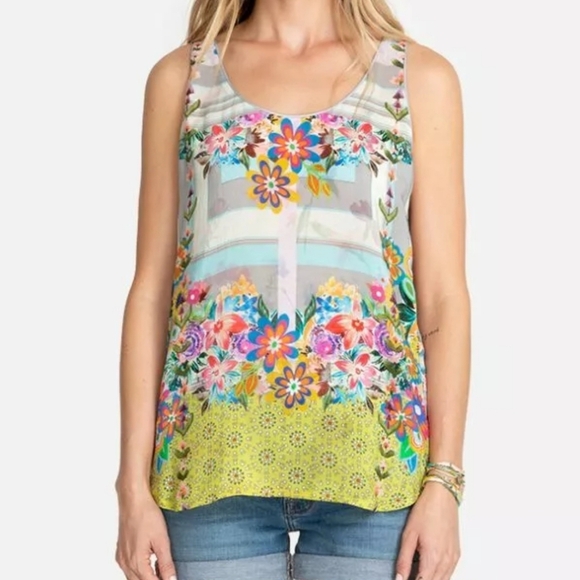 Johnny Was Tops - JOHNNY WAS TABITHA REVERSIBLE FLORAL PRINT TANK SIZE M